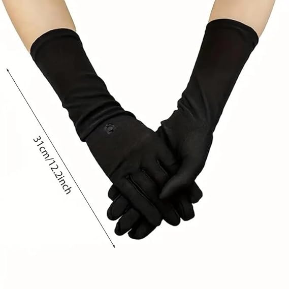 Muslim Wear Hijab Gloves for Women & Girls | Soft Stretchable Fabric | Black Islamic Hand Gloves ( Black, 1 Pair)