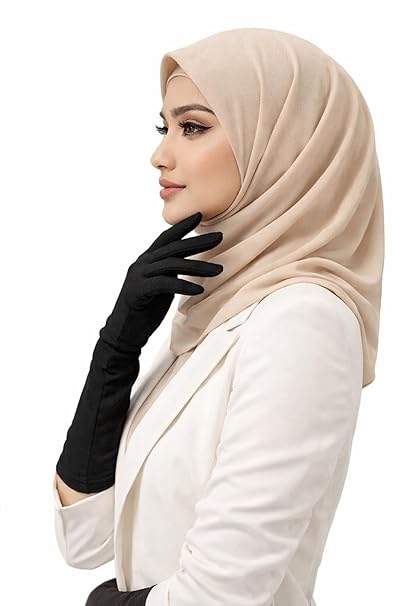 Muslim Wear Hijab Gloves for Women & Girls | Soft Stretchable Fabric | Black Islamic Hand Gloves ( Black, 1 Pair)