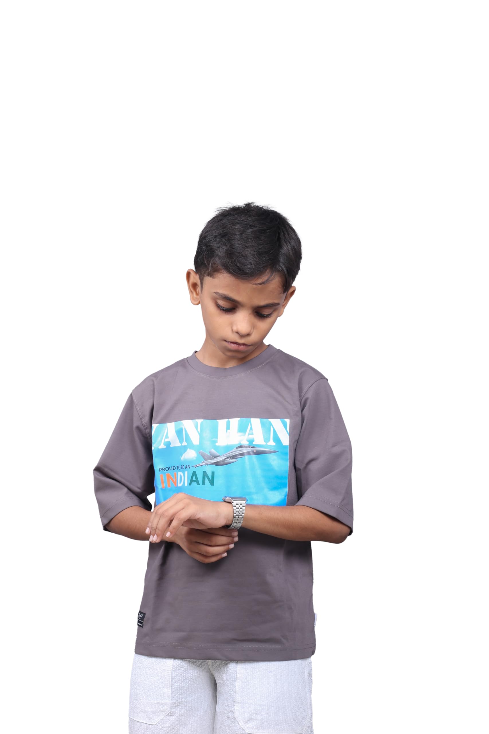 Yan Han® Unisex Kids Oversized T-Shirt | Drop Shoulder, Soft Tencel Fabric | Round Neck Stylish Top for Boys & Girls (Ages 2–15 Years) Limited Edition for August 15