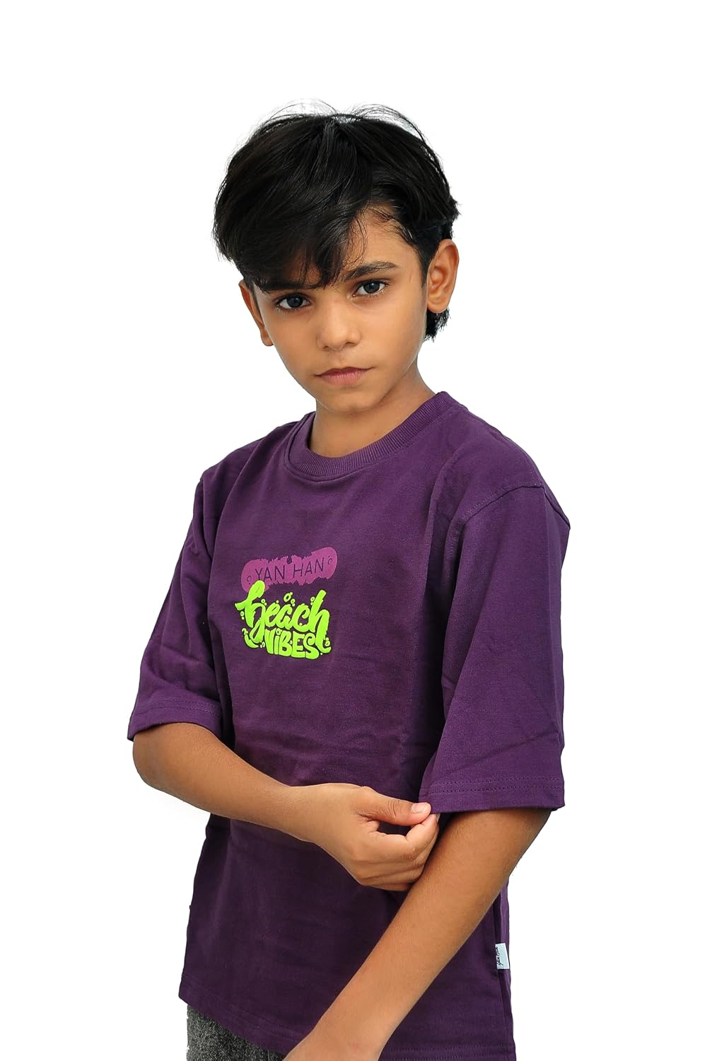 Yan Han® Oversized T-Shirt for Kids | Korean Street Style Drop Shoulder Tee | Pure Cotton | Loopknit Cotton | Beach Vibes Print – Boys & Girls (Ages 2 –15)