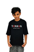Yan Han® Kids Oversized T-Shirt – Soft Loop - Knit Cotton Look – Unisex Drop Shoulder Tee with Dragon Print
