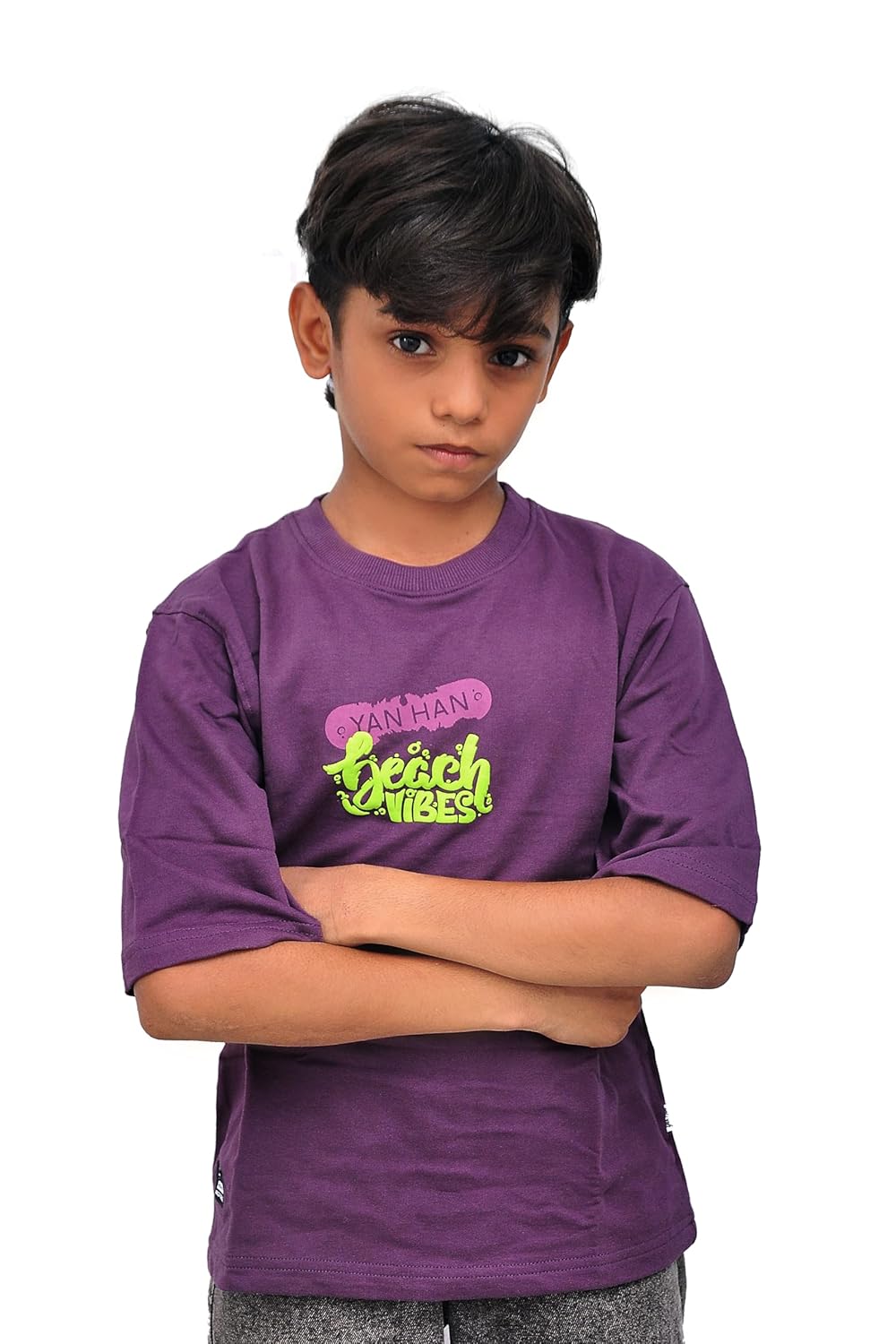 Yan Han® Oversized T-Shirt for Kids | Korean Street Style Drop Shoulder Tee | Pure Cotton | Loopknit Cotton | Beach Vibes Print – Boys & Girls (Ages 2 –15)