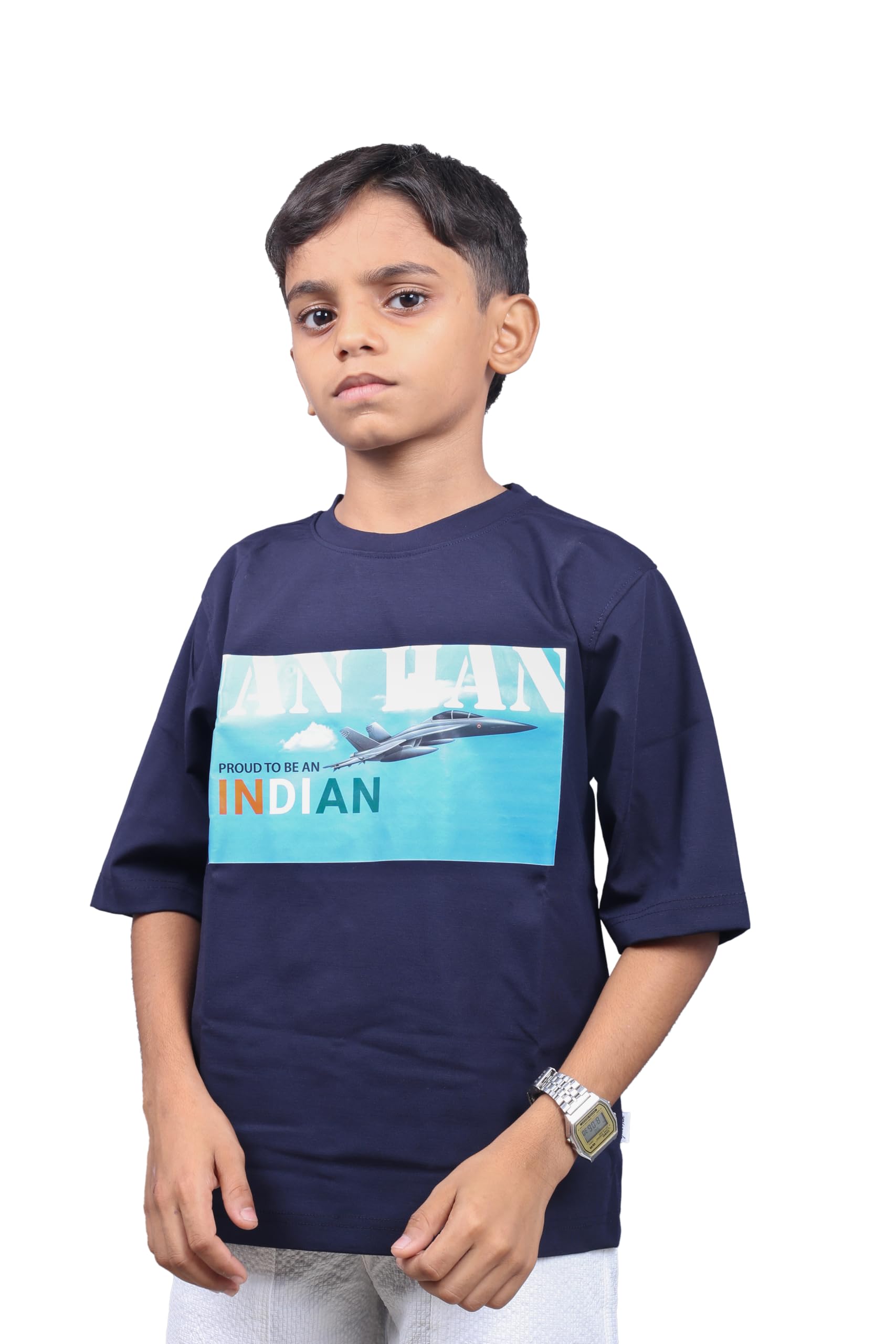 Yan Han® Unisex Kids Oversized T-Shirt | Drop Shoulder, Soft Tencel Fabric | Round Neck Stylish Top for Boys & Girls (Ages 2–15 Years) Limited Edition for August 15