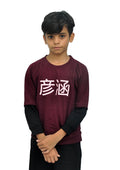 Yan Han Kids Unisex Oversized Loopknit Cotton Full Sleeve T-Shirt | Trendy Raglan Doctor Sleeve Design | Comfort Fit with Ribbed Cuffs | Maroon