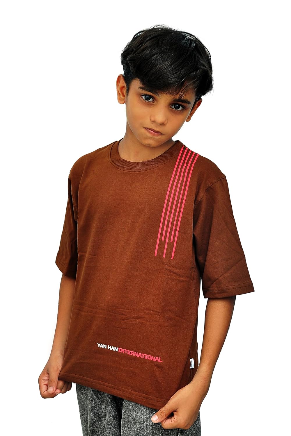 Yan Han® Unisex Oversized T-Shirt for Kids | Drop Shoulder | Loopknit Cotton | Streetwear Style | Ages 2–15 Years