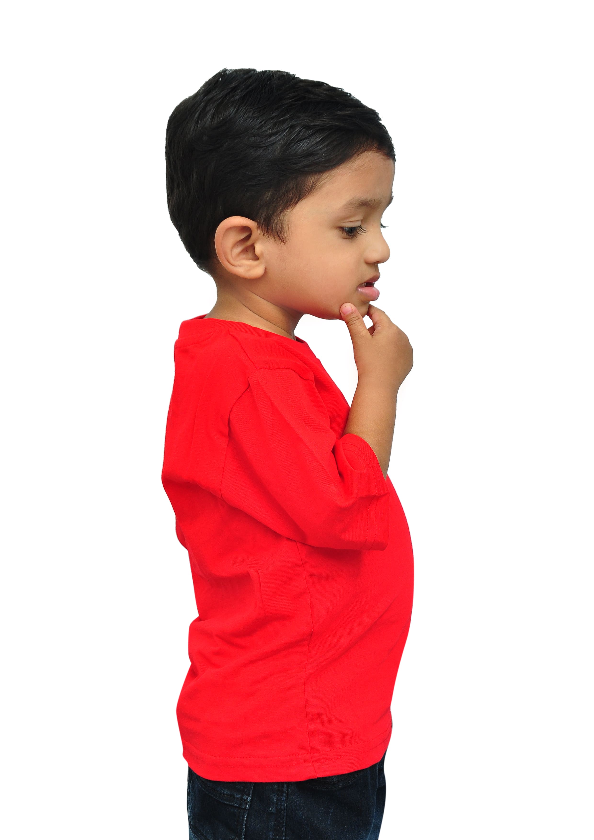 Kids Oversized Drop Shoulder T-Shirt | Premium Fine Plain Cotton | Red