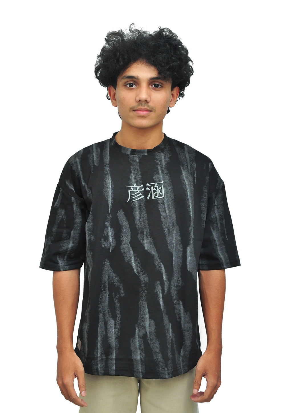 Yan Han Premium Perfumed Oversized T-Shirt - Black | 3D Foam Embroidery | Scented Fabric