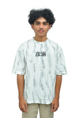 Yan Han Premium Perfumed Oversized T-Shirt - White Abstract | 3D Foam Embroidery | Scented Fabric