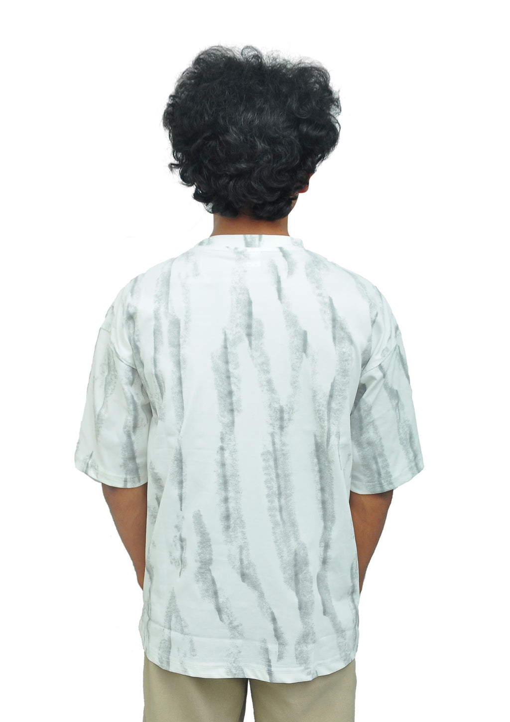Yan Han Premium Perfumed Oversized T-Shirt - White Abstract | 3D Foam Embroidery | Scented Fabric