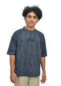 Yan Han Premium Perfumed Oversized T-Shirt - Dark Grey Abstract | 3D Foam Embroidery | Scented Fabric