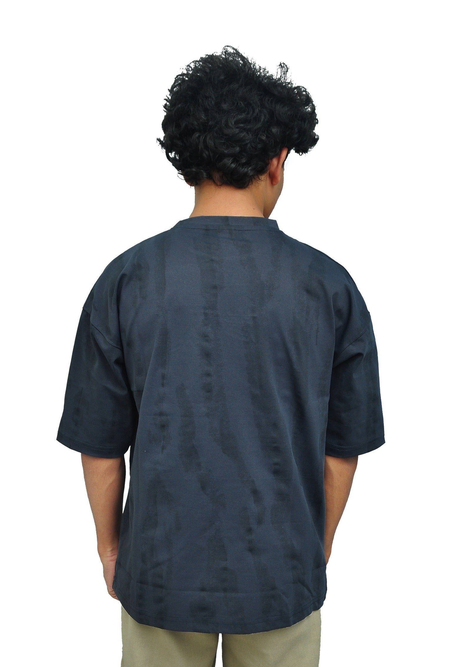 Yan Han Premium Perfumed Oversized T-Shirt - Dark Grey Abstract | 3D Foam Embroidery | Scented Fabric