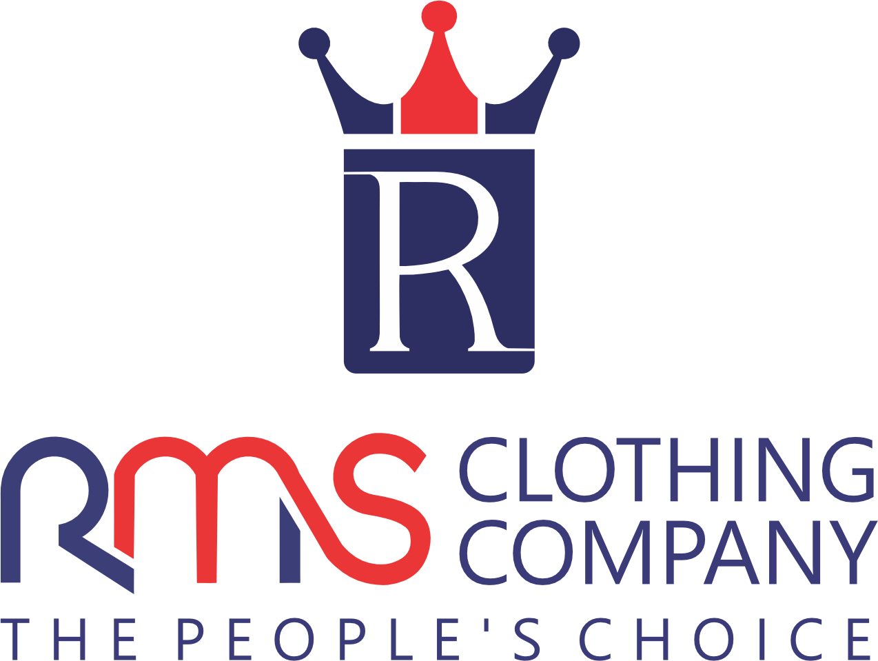 Logo of RMS Clothing Company with a crown and text on a white background