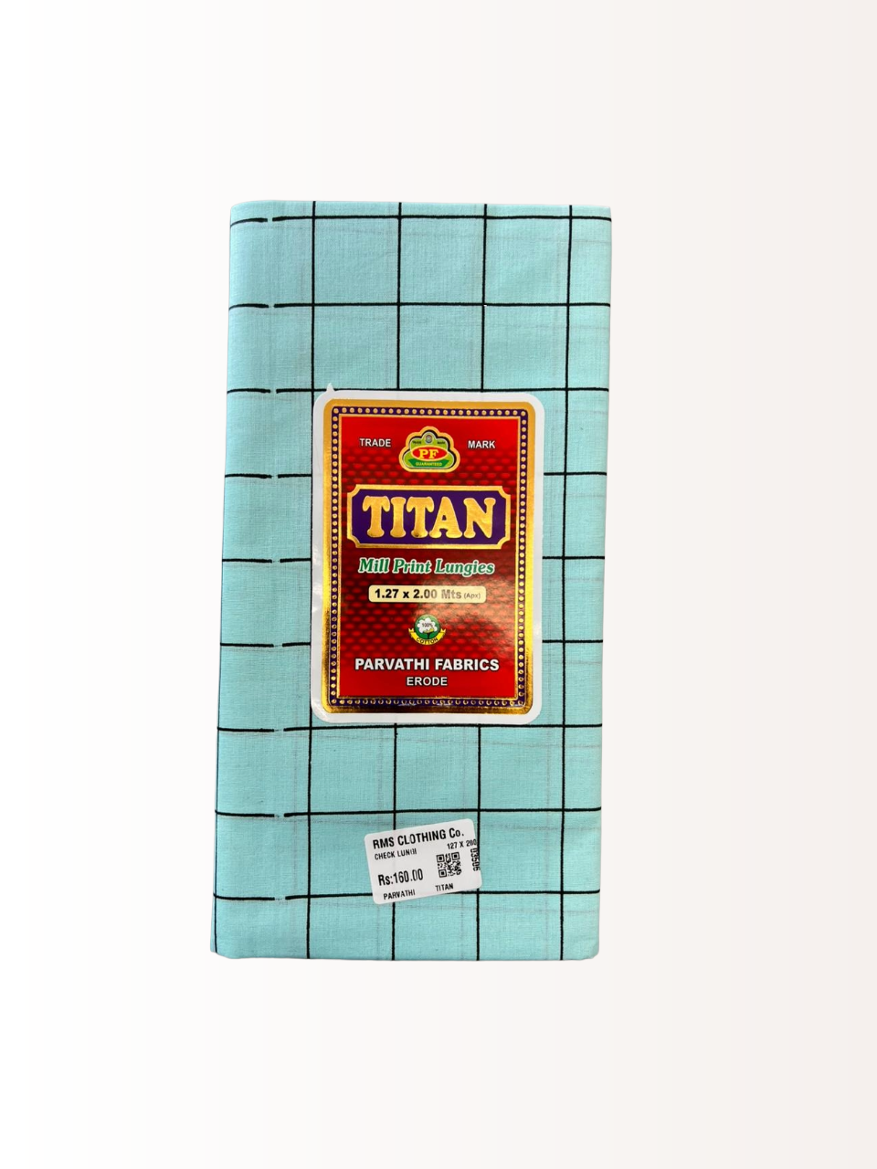 Titan Classic Cotton Windowpane Unstitched Colour Check Lungi for Men - 2.00 Meters