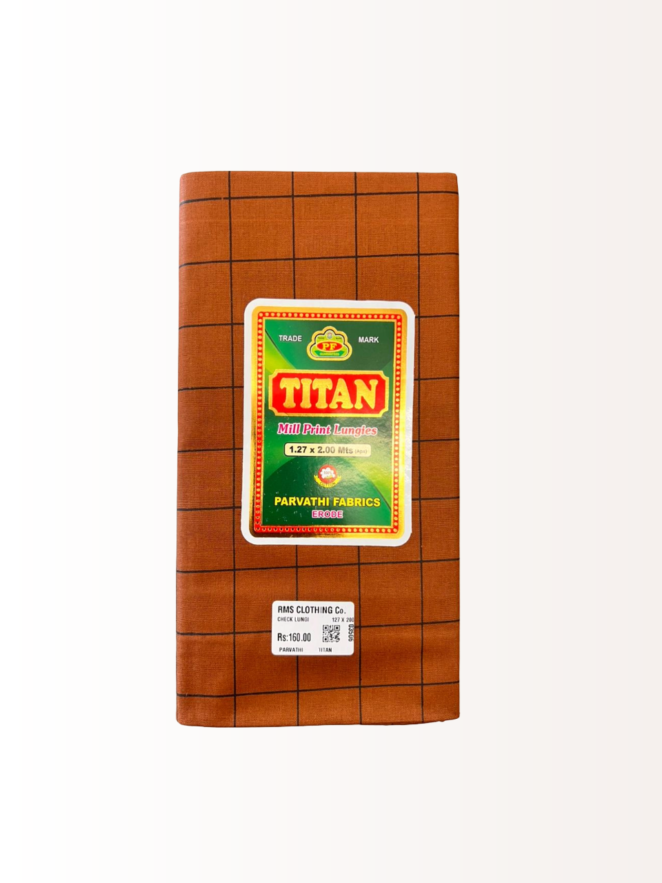Titan Classic Cotton Windowpane Unstitched Colour Check Lungi for Men - 2.00 Meters