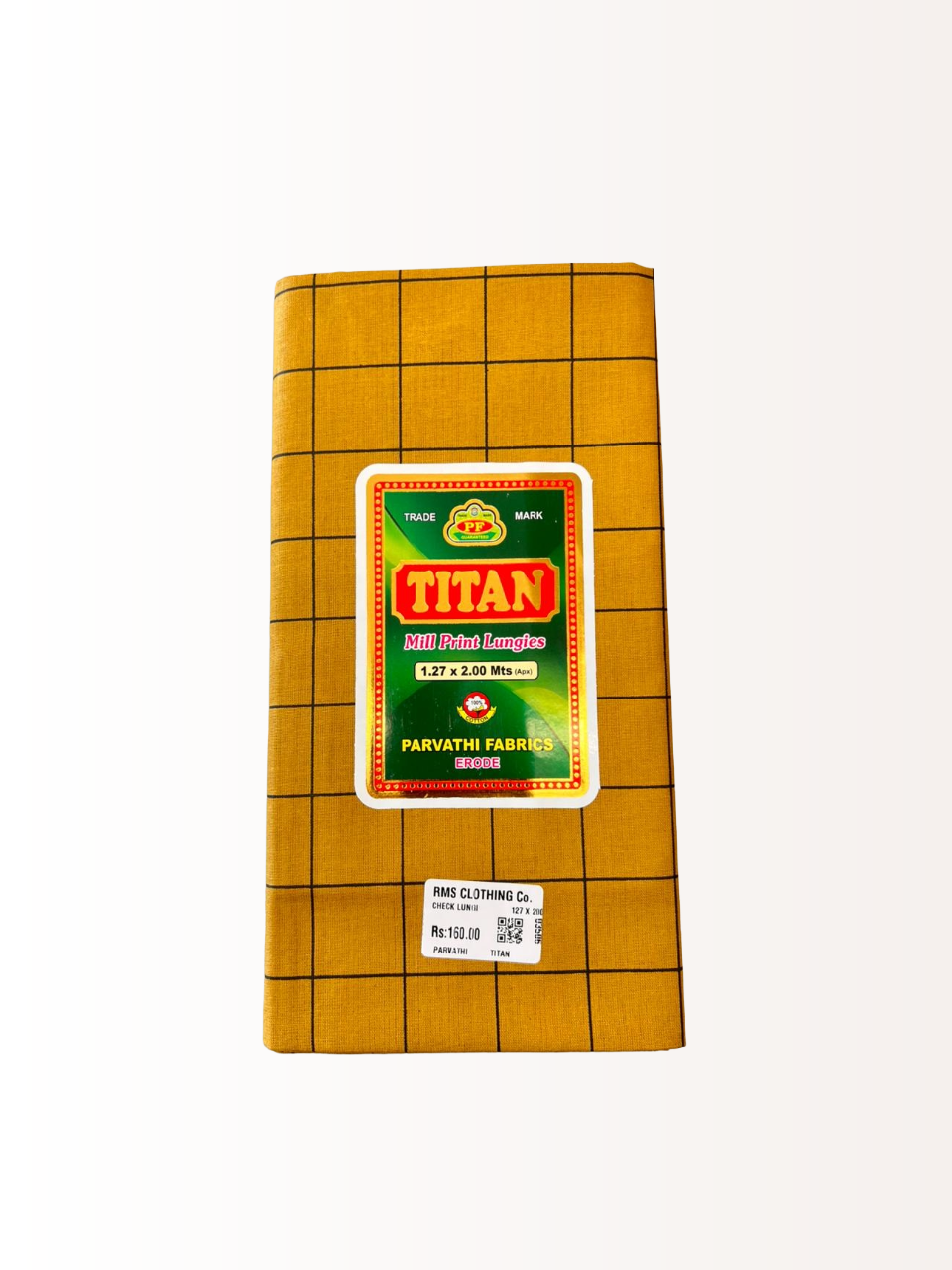 Titan Classic Cotton Windowpane Unstitched Colour Check Lungi for Men - 2.00 Meters