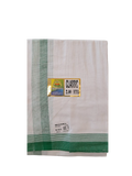 Classic White Cotton Single Dhoti with Color Border - 2.00 Meters
