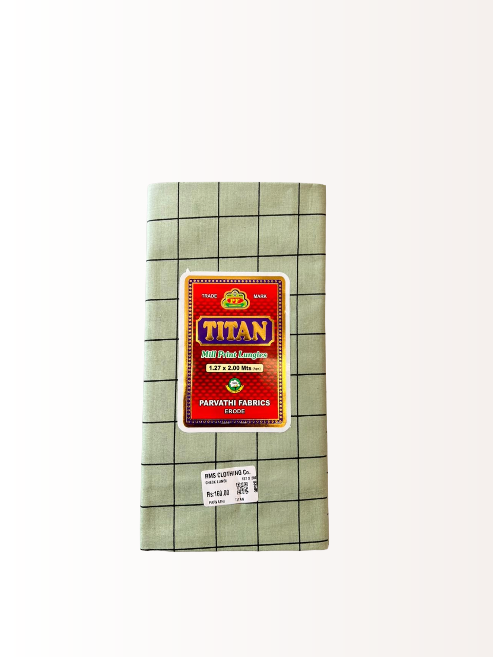 Titan Classic Cotton Windowpane Unstitched Colour Check Lungi for Men - 2.00 Meters