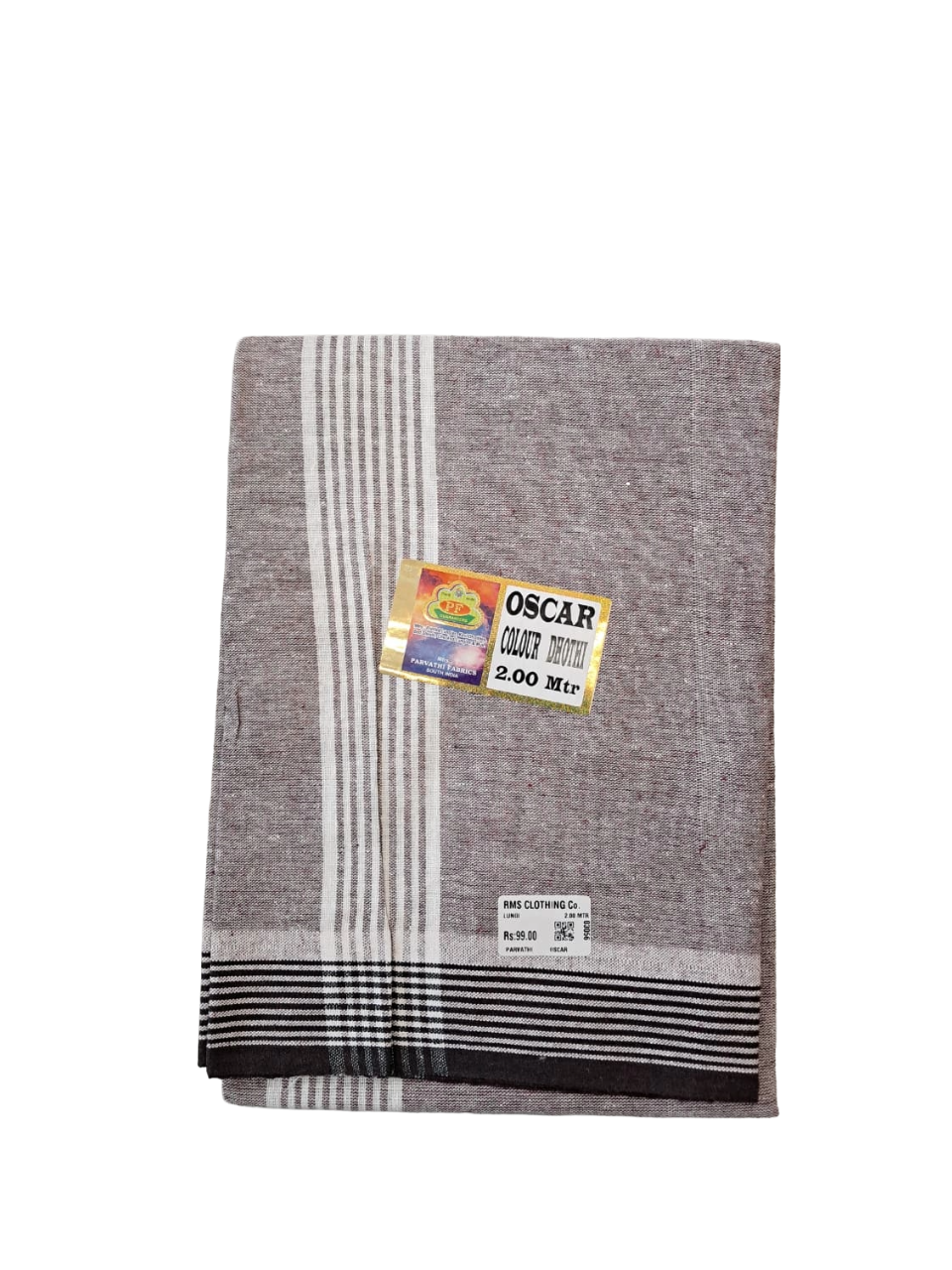 Oscar Colour Dhoti / Lungi for Men with Striped Border - 2.00 Meters