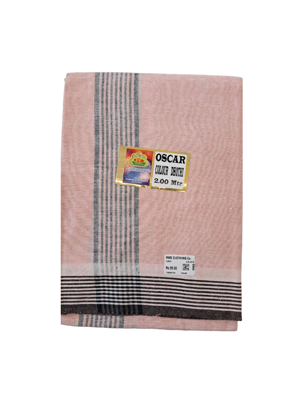 Oscar Colour Dhoti / Lungi for Men with Striped Border - 2.00 Meters