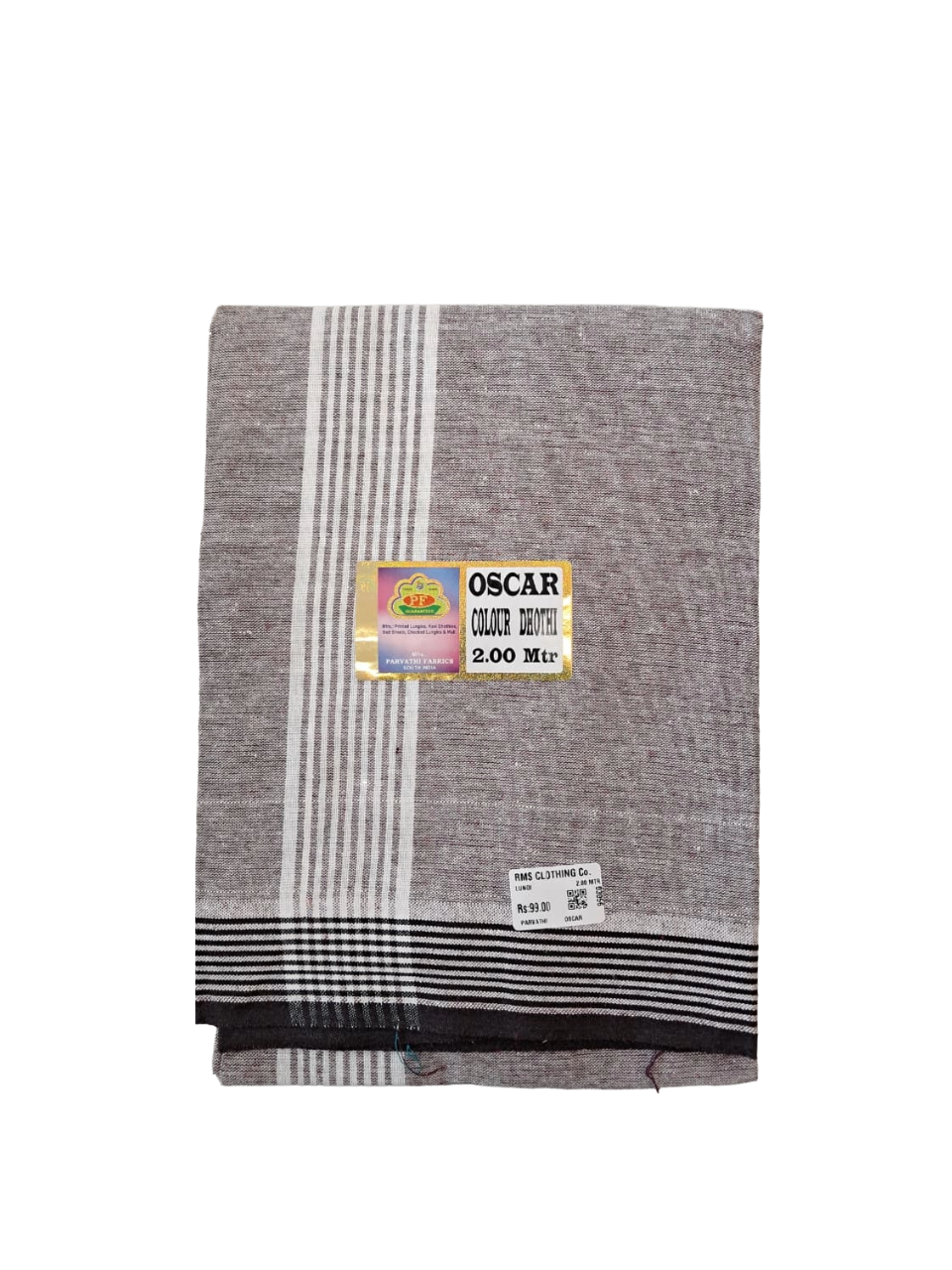 Oscar Colour Dhoti / Lungi for Men with Striped Border - 2.00 Meters