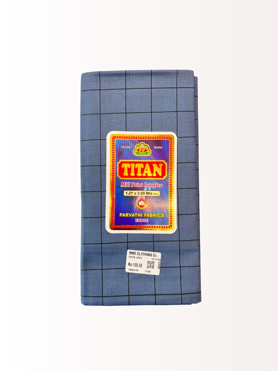 Titan Classic Cotton Windowpane Unstitched Colour Check Lungi for Men - 2.00 Meters