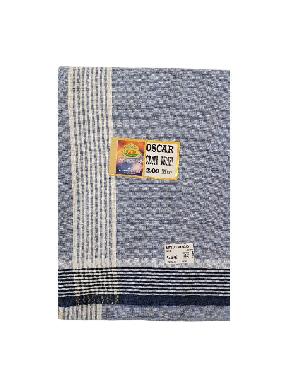 Oscar Colour Dhoti / Lungi for Men with Striped Border - 2.00 Meters
