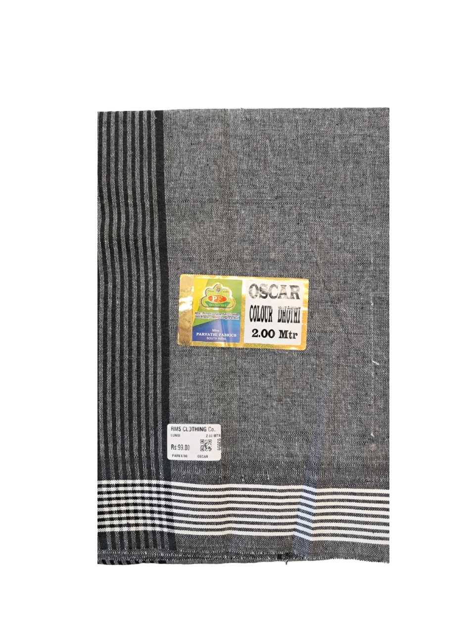 Oscar Colour Dhoti / Lungi for Men with Striped Border - 2.00 Meters