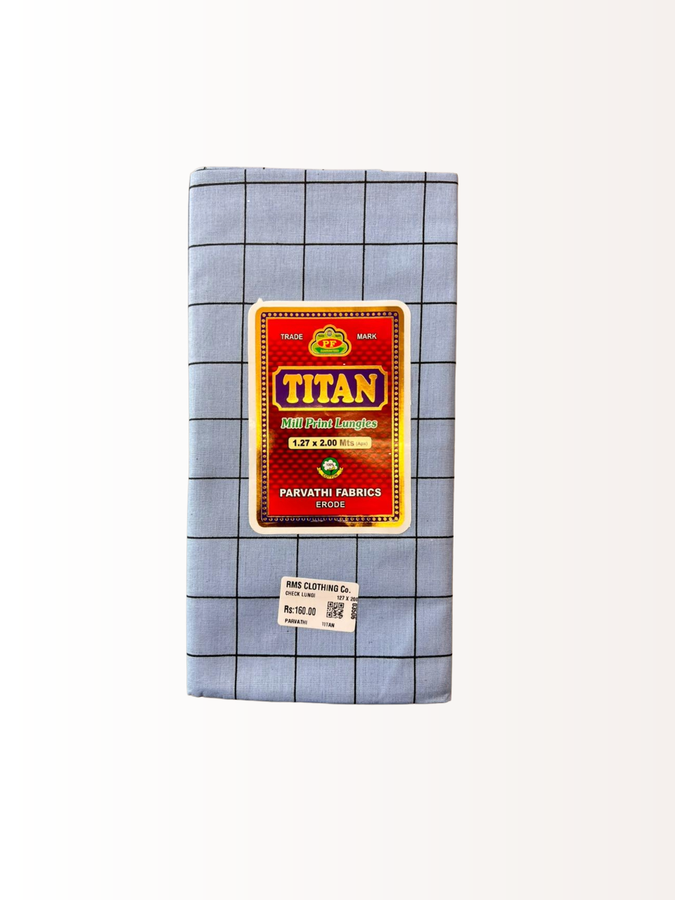 Titan Classic Cotton Windowpane Unstitched Colour Check Lungi for Men - 2.00 Meters