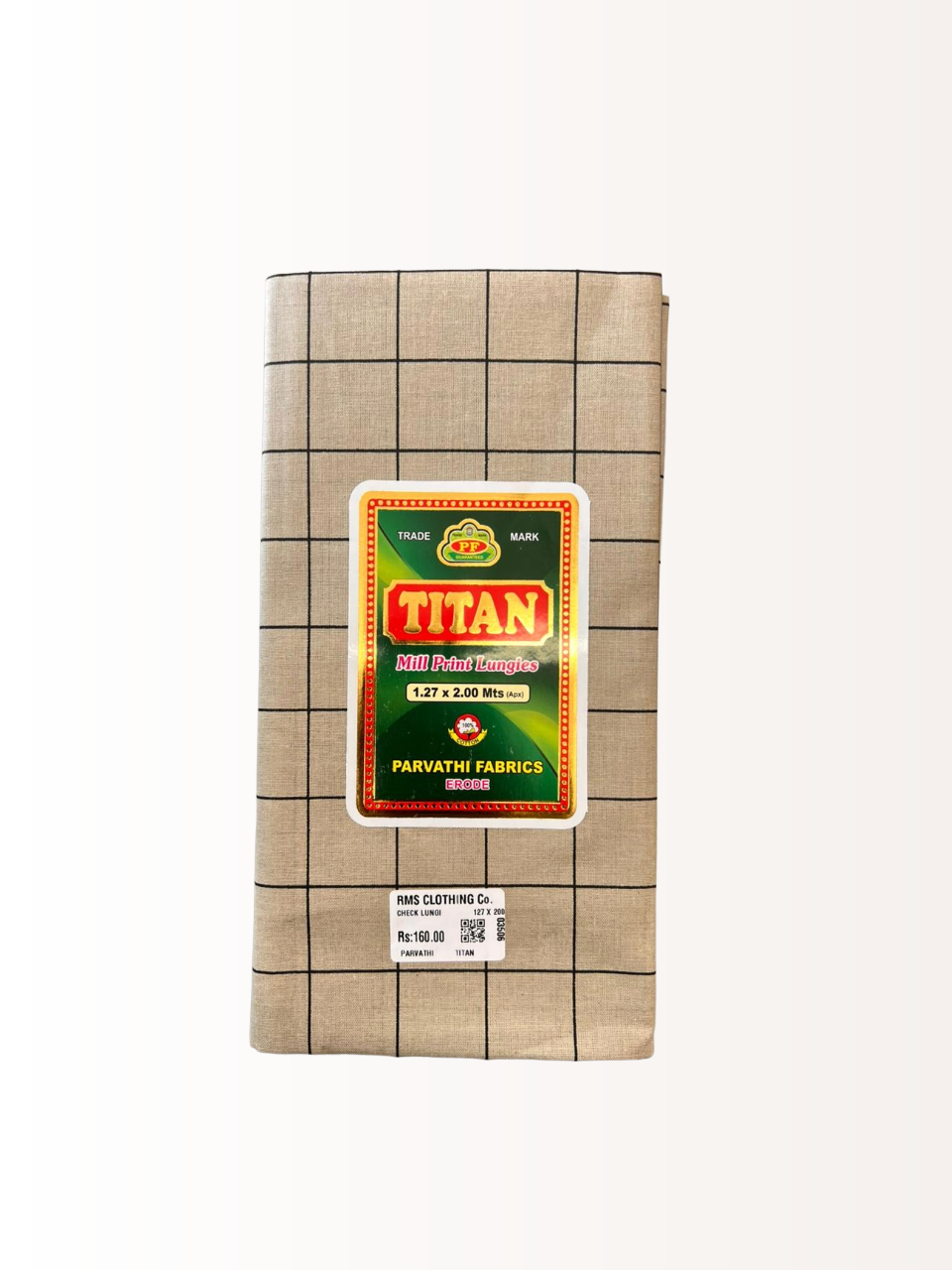 Titan Classic Cotton Windowpane Unstitched Colour Check Lungi for Men - 2.00 Meters
