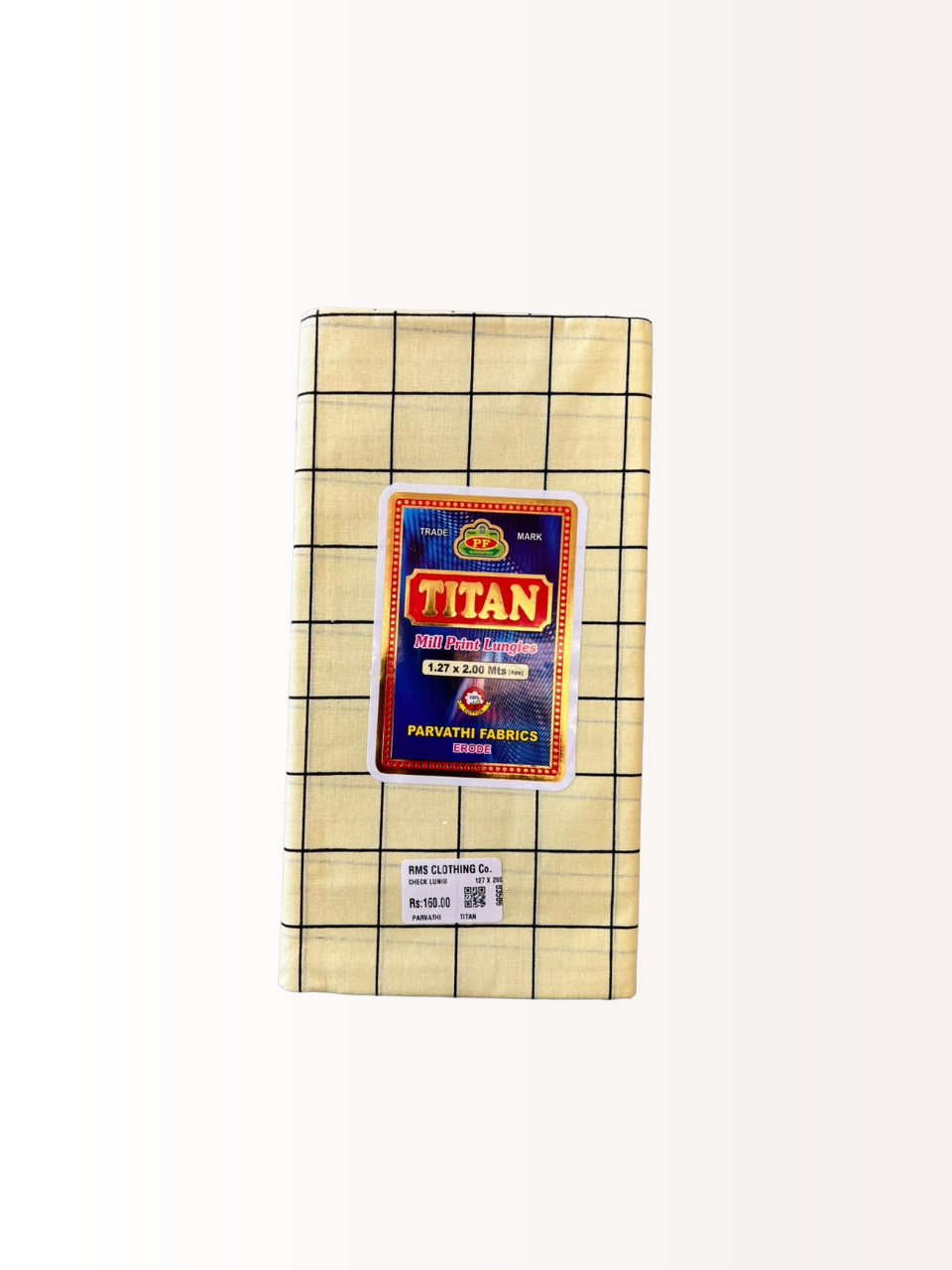 Titan Classic Cotton Windowpane Unstitched Colour Check Lungi for Men - 2.00 Meters