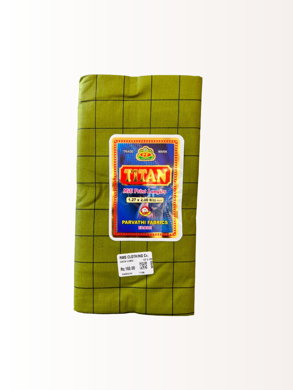 Titan Classic Cotton Windowpane Unstitched Colour Check Lungi for Men - 2.00 Meters
