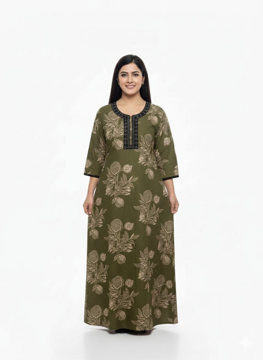 Heavy Rayon Nighty | Maxi | Daily Wear | XL
