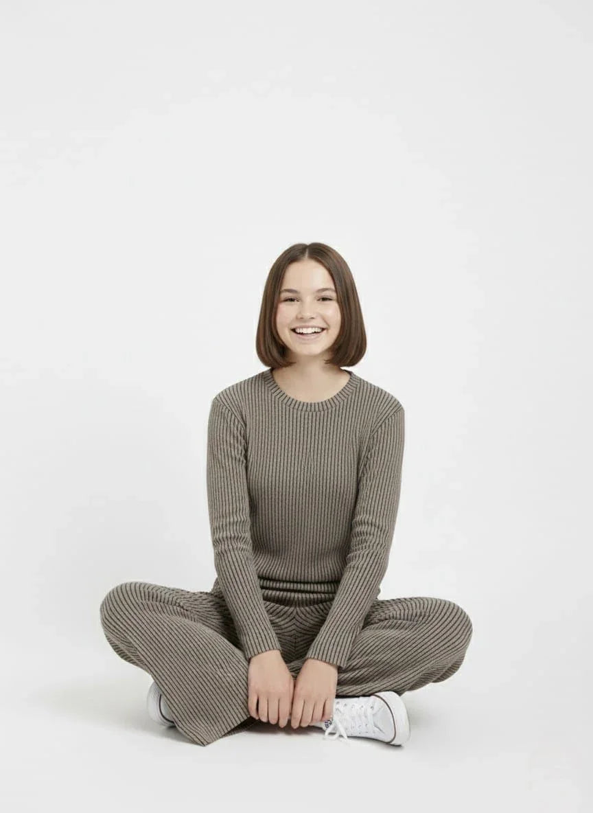 Casual Two-Piece Ribbed Polyester Set for Women | Free Size Daily Wear | Co-ord Set | Dark Grey