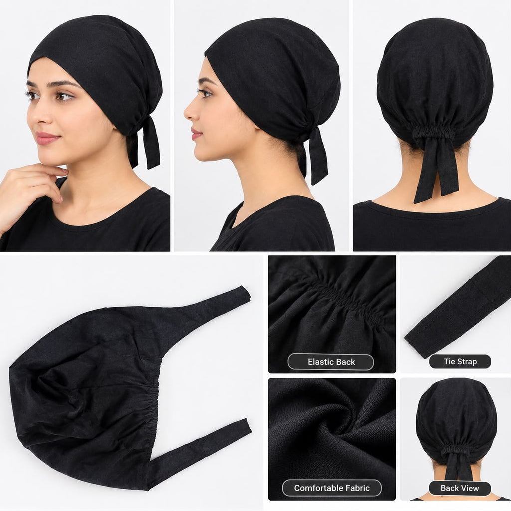 Janna Ladies Hijab Under. Cap – Comfortable Tie-Back Hair Covering Cap |Inner Cap